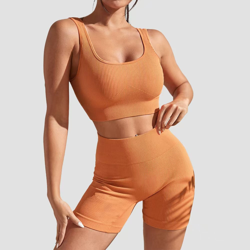 T588-998 Yoga fitness tight fitting short sleeved shorts set