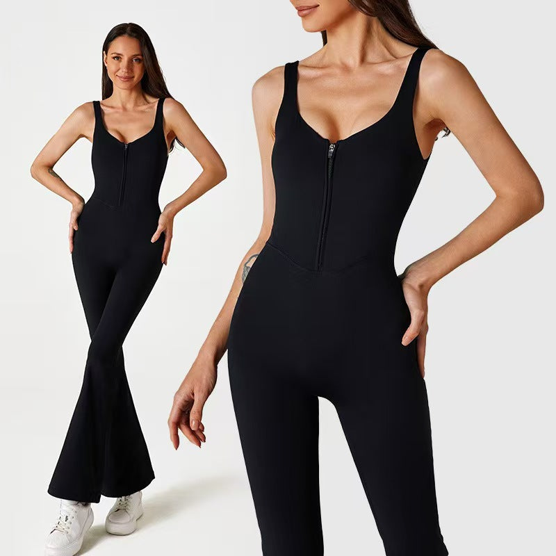 T588-978 Ladies' slim fit hip hugging one-piece zipper pants