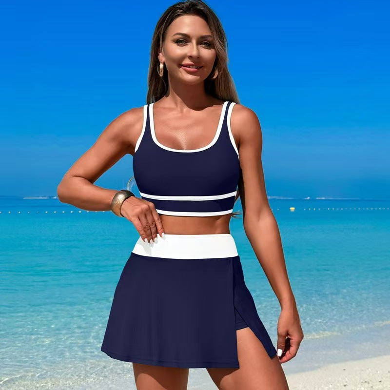 T588-1012  Quick drying bikini beach sports skirt split swimsuit