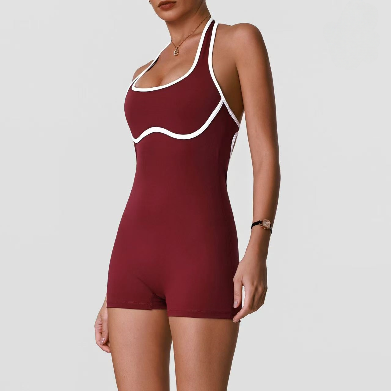 T588-1221  Yoga jumpsuit shorts fitness exercise