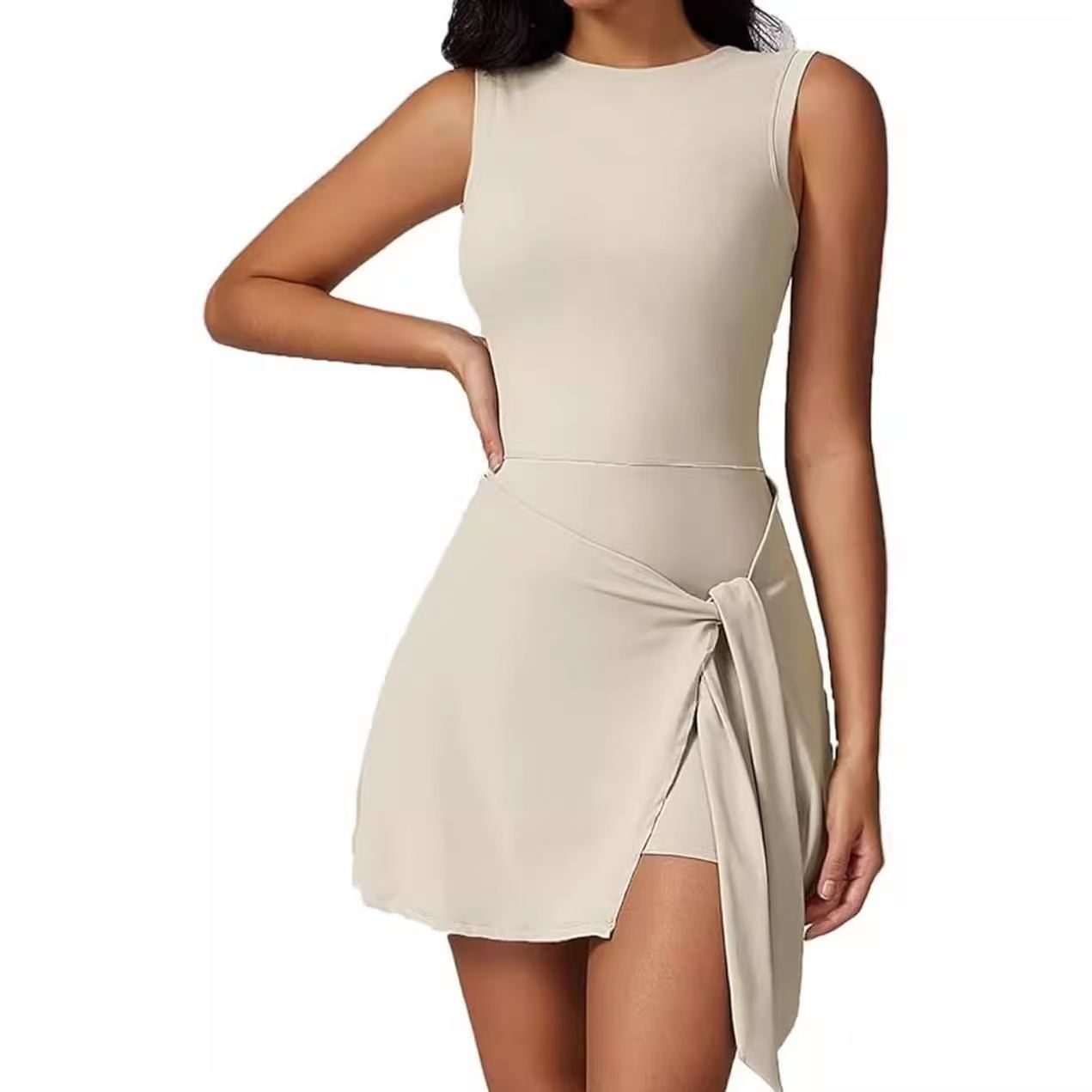 T588-1139 Sleeveless tight fitting sports dress