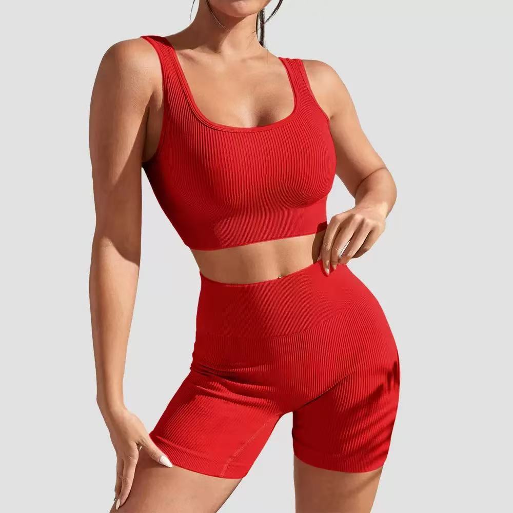 T588-976  Colorful shorts vest set yoga set