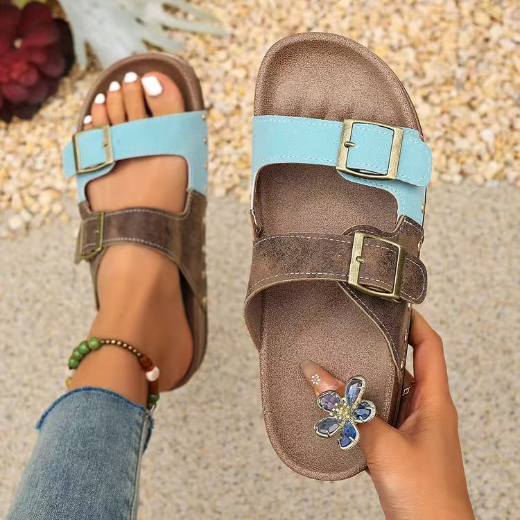 Slippers for casual wear with buckle sandals E1290