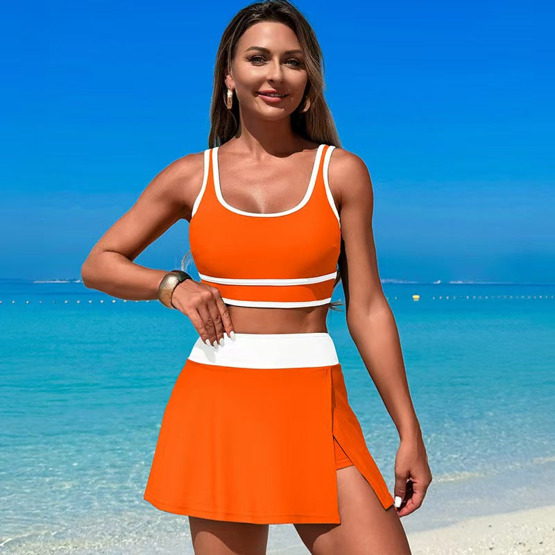 T588-1012  Quick drying bikini beach sports skirt split swimsuit