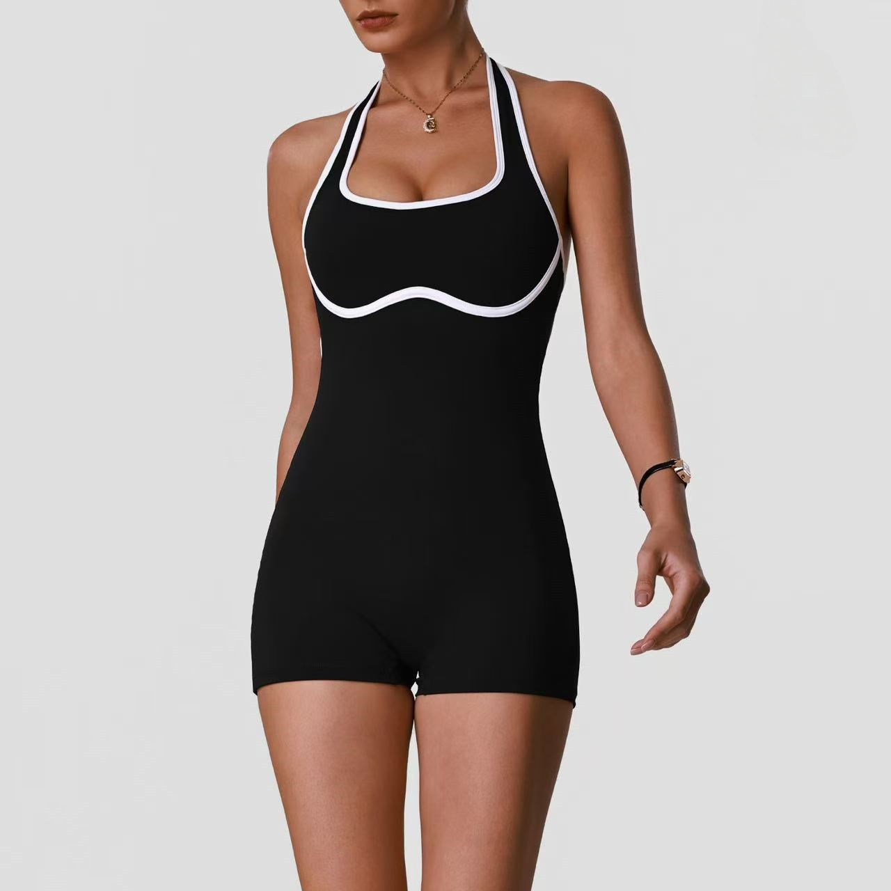 T588-1221  Yoga jumpsuit shorts fitness exercise
