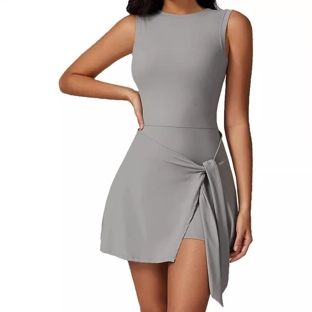 T588-1139 Sleeveless tight fitting sports dress