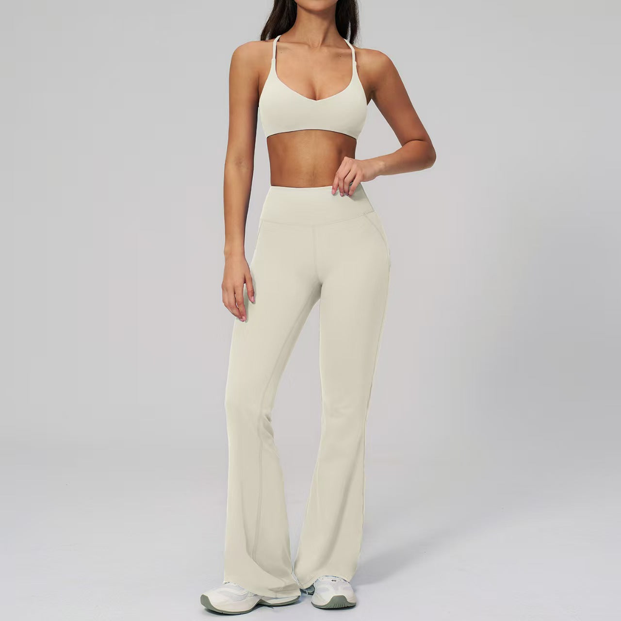 T588-1146   Backless yoga suit set, neck hanging tight quick drying sportswear