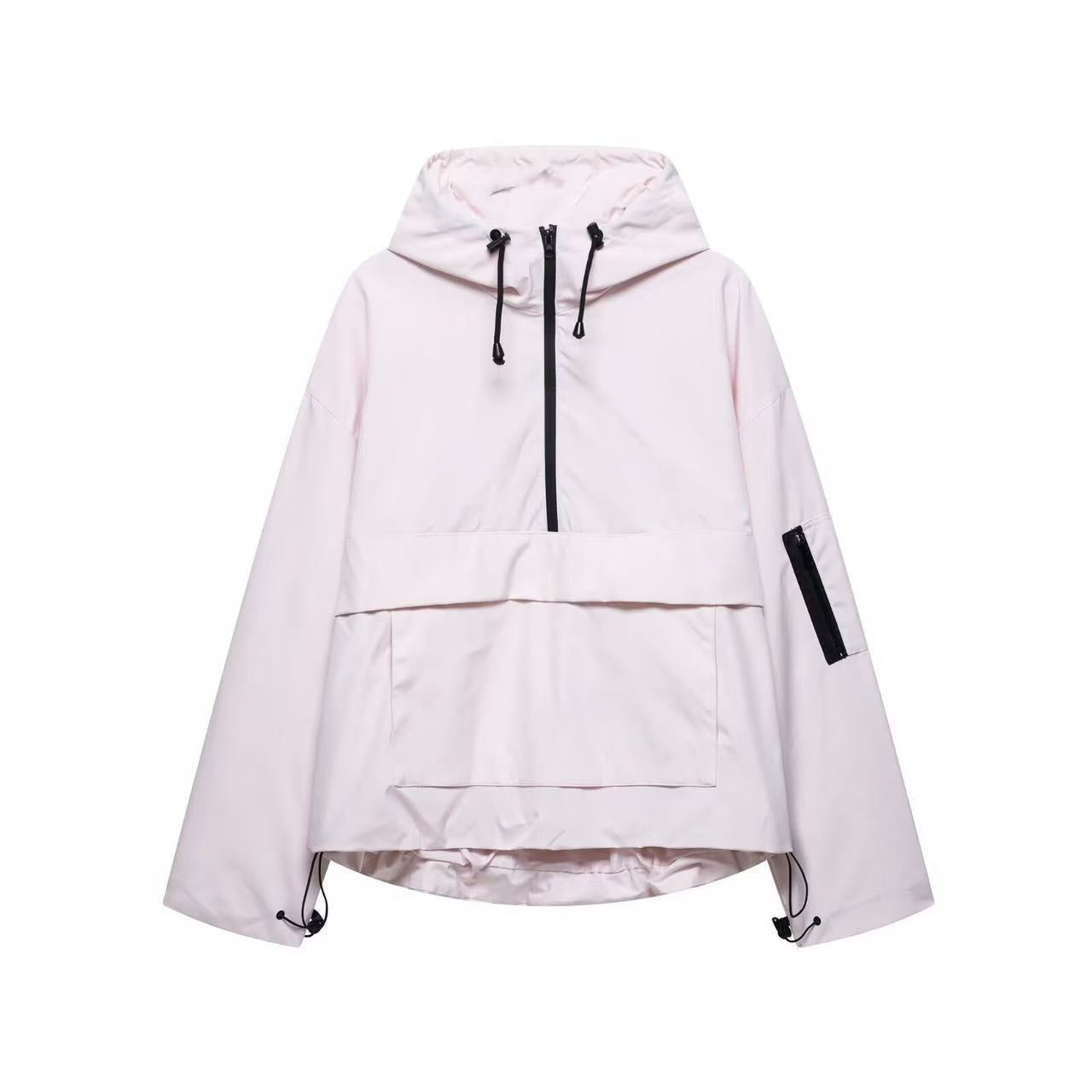 T588-928  Casual sports style semi zipper assault jacket hoodie hooded