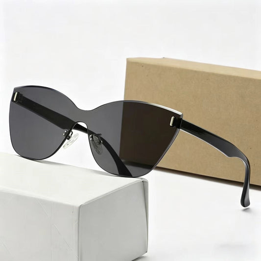 T588-1117 Frameless sunglasses flat cat eye premium