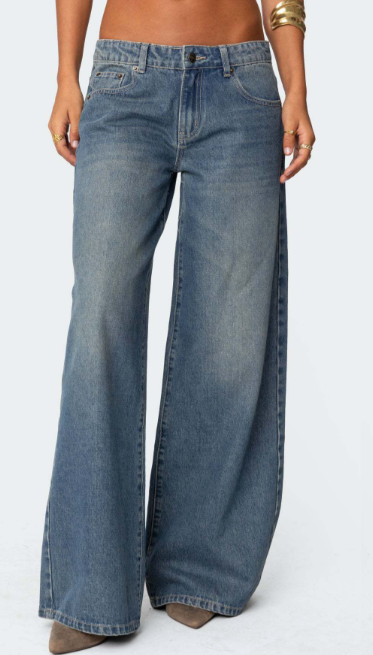 T588-1233  Casual loose straight leg wide leg denim pants