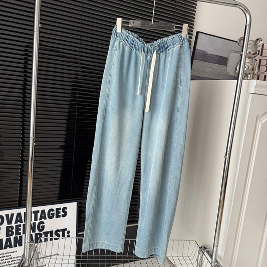 T588-1231 Loose wide leg high waisted denim pants