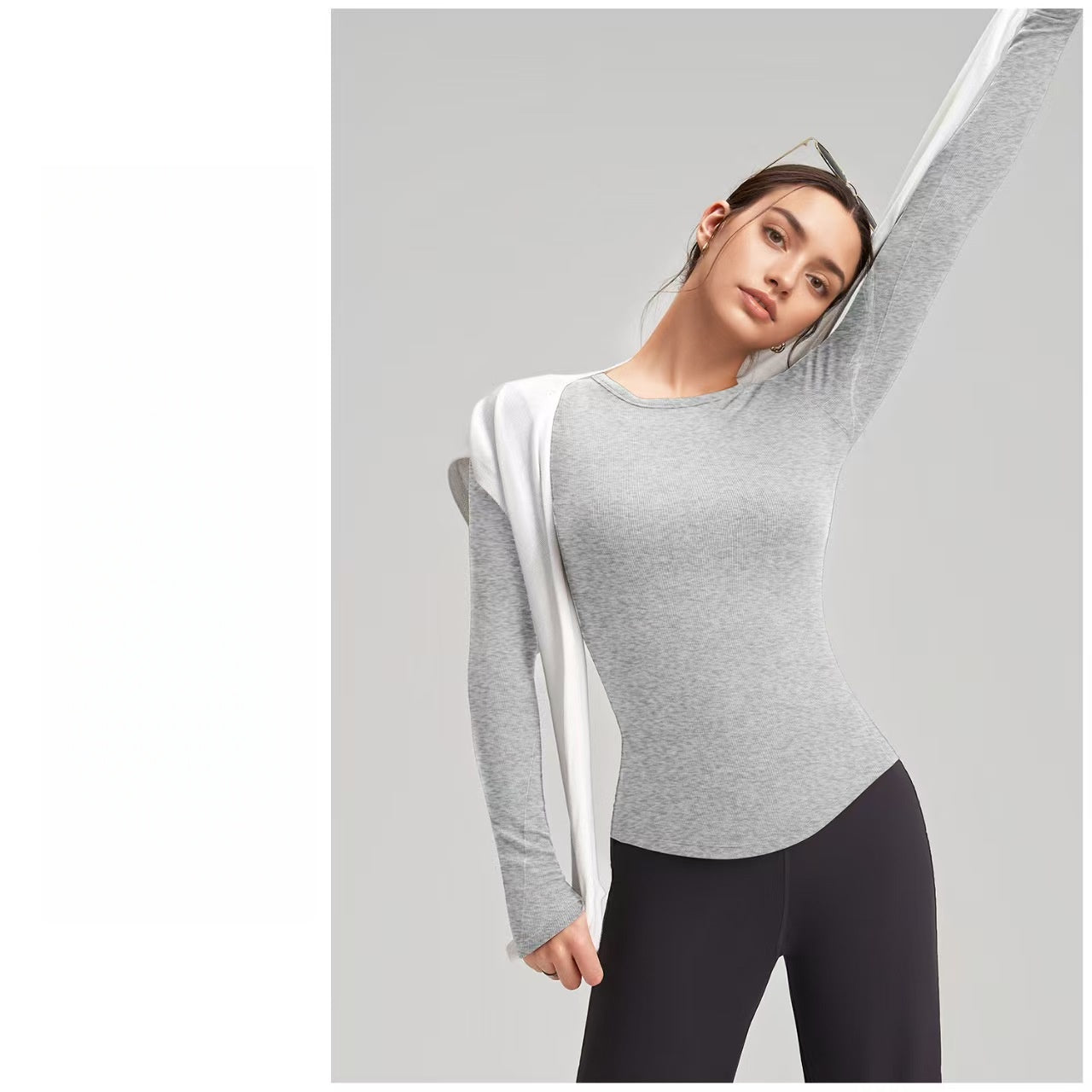 T588-1080 Yoga fitness clothing, long sleeves, slim fit, outdoor